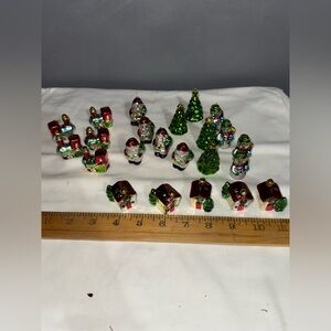 Lot 23 vintage ceramic painted glass Christmas ornaments Santa tree train